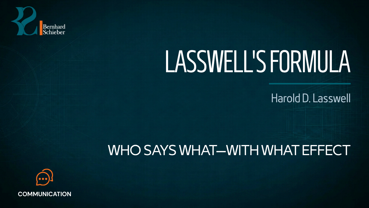 Lasswell's Formula — Who says what—with what effect. Executive Insight Brief 002 by Bernhard Schieber.