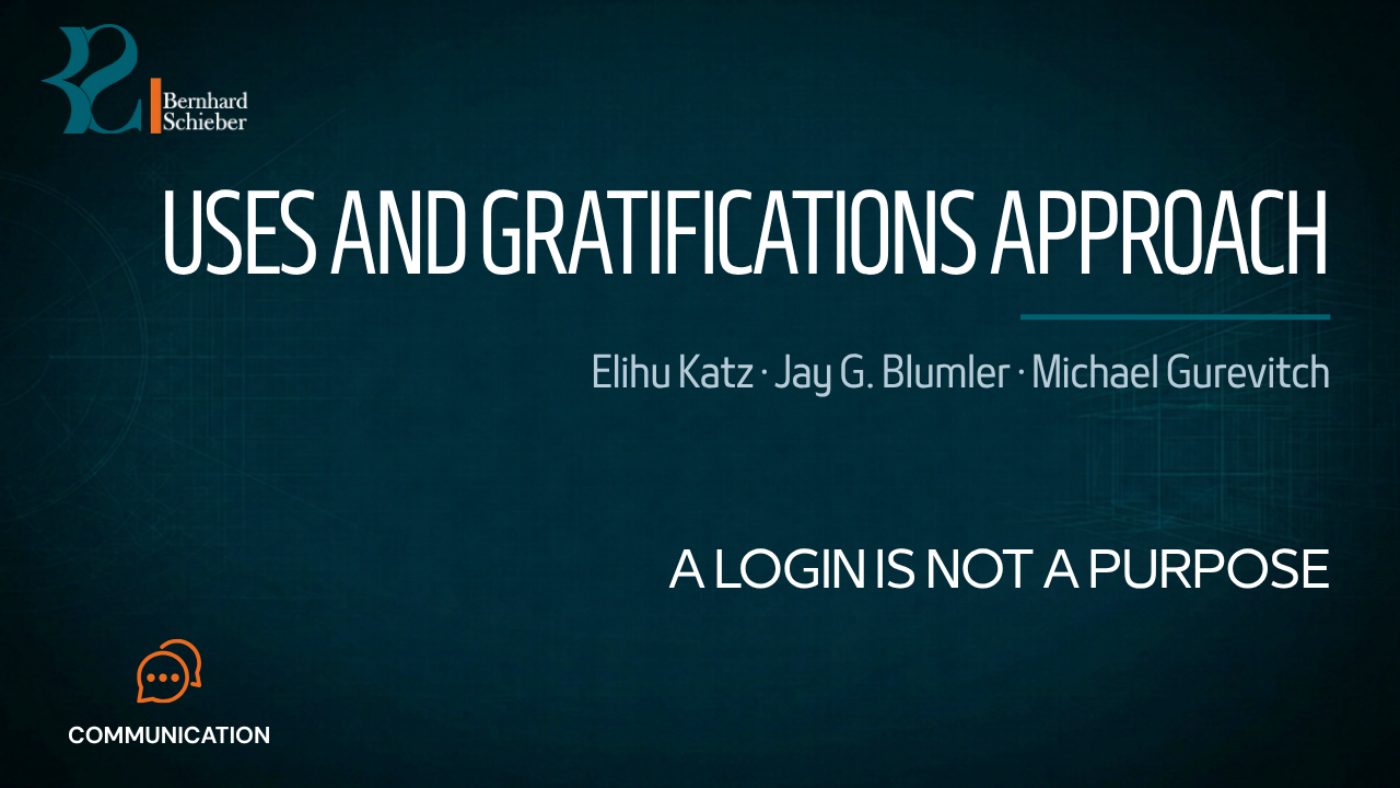 Uses and Gratifications Approach — A login is not a purpose. Executive Insight Brief 007 by Bernhard Schieber.