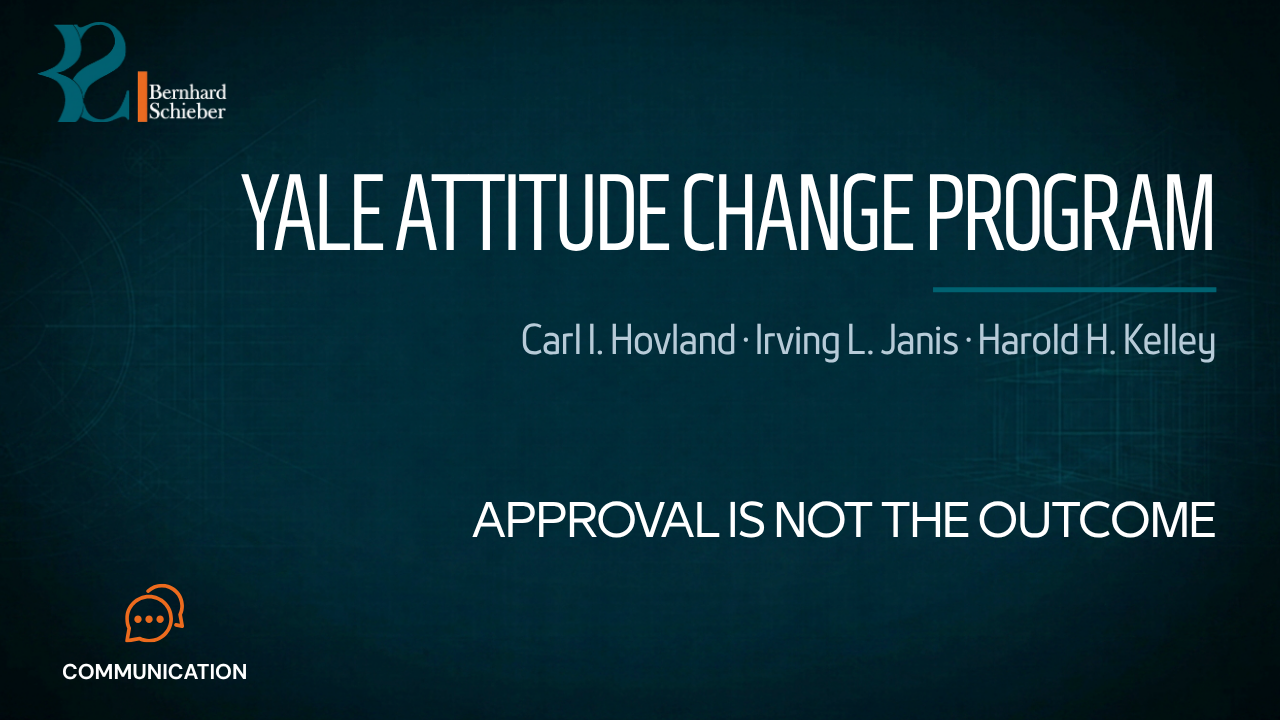 The Yale Attitude Change Approach — Approval is not the outcome. Executive Insight Brief 026 by Bernhard Schieber.