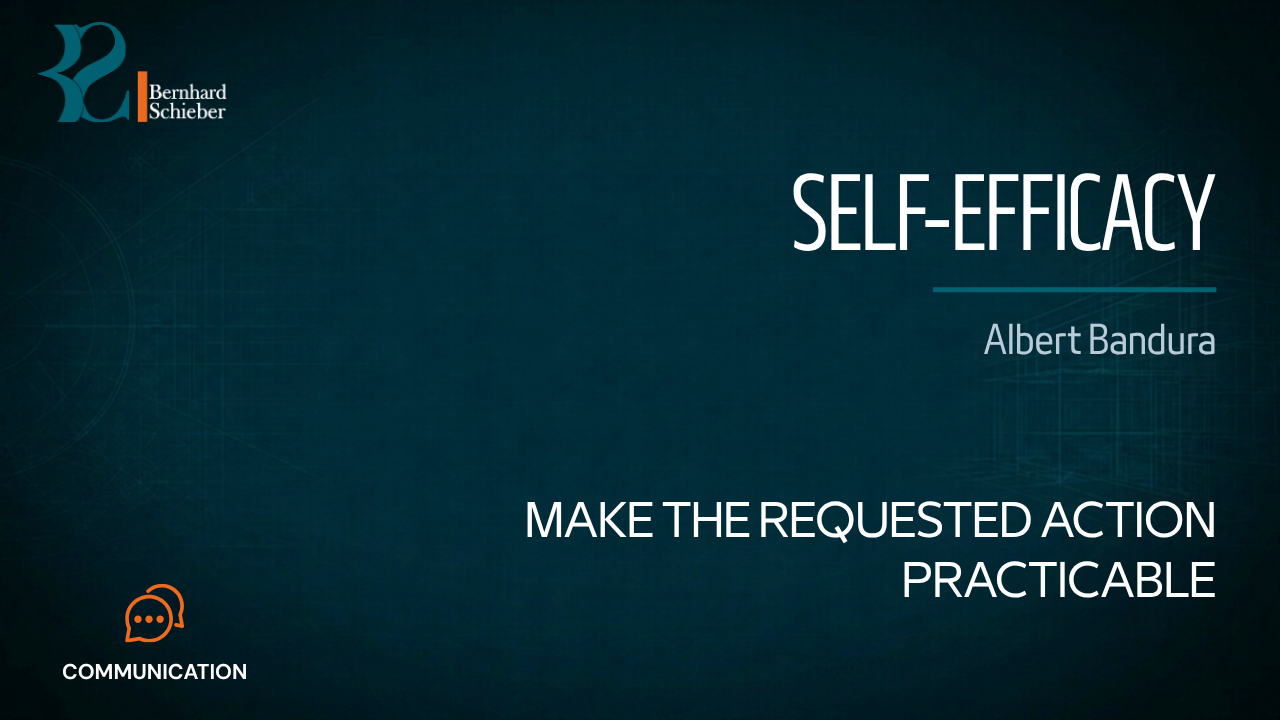 Self-Efficacy — Make the requested action practicable. Executive Insight Brief 053 by Bernhard Schieber.