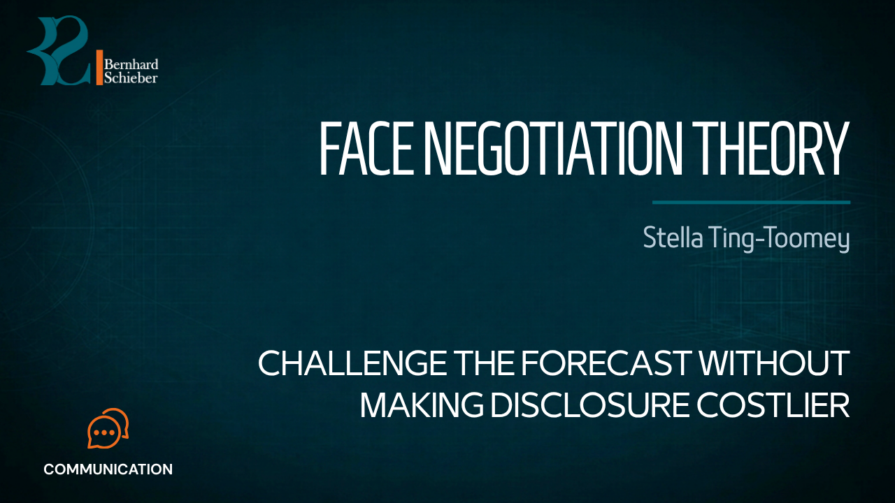 Face Negotiation Theory — Challenge the forecast without making disclosure costlier. Executive Insight Brief 088 by Bernhard Schieber.