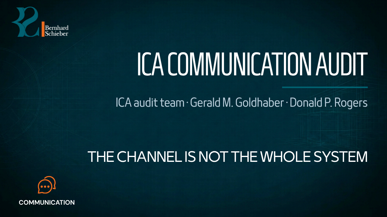 ICA Communication Audit — The channel is not the whole system. Executive Insight Brief 183 by Bernhard Schieber.