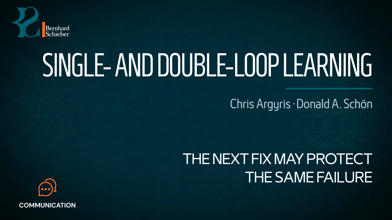 Single- and Double-Loop Learning — The next fix may protect the same failure. Executive Insight Brief 229 by Bernhard Schieber.