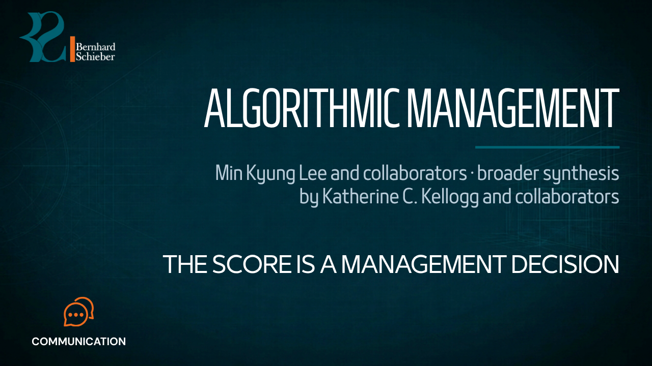 Algorithmic management — The score is a management decision. Executive Insight Brief 234 by Bernhard Schieber.