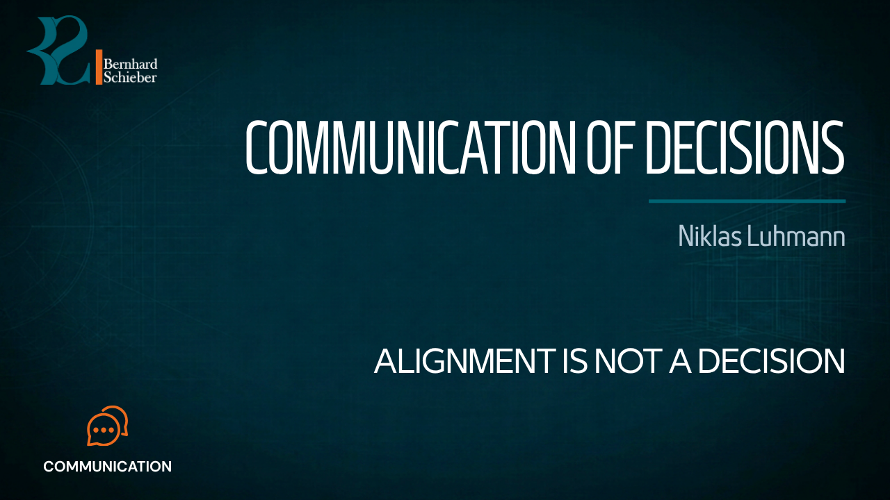 Communication of Decisions — Alignment is not a decision. Executive Insight Brief 241 by Bernhard Schieber.