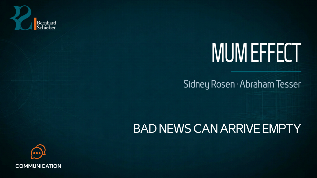 MUM Effect — Bad news can arrive empty. Executive Insight Brief 323 by Bernhard Schieber.