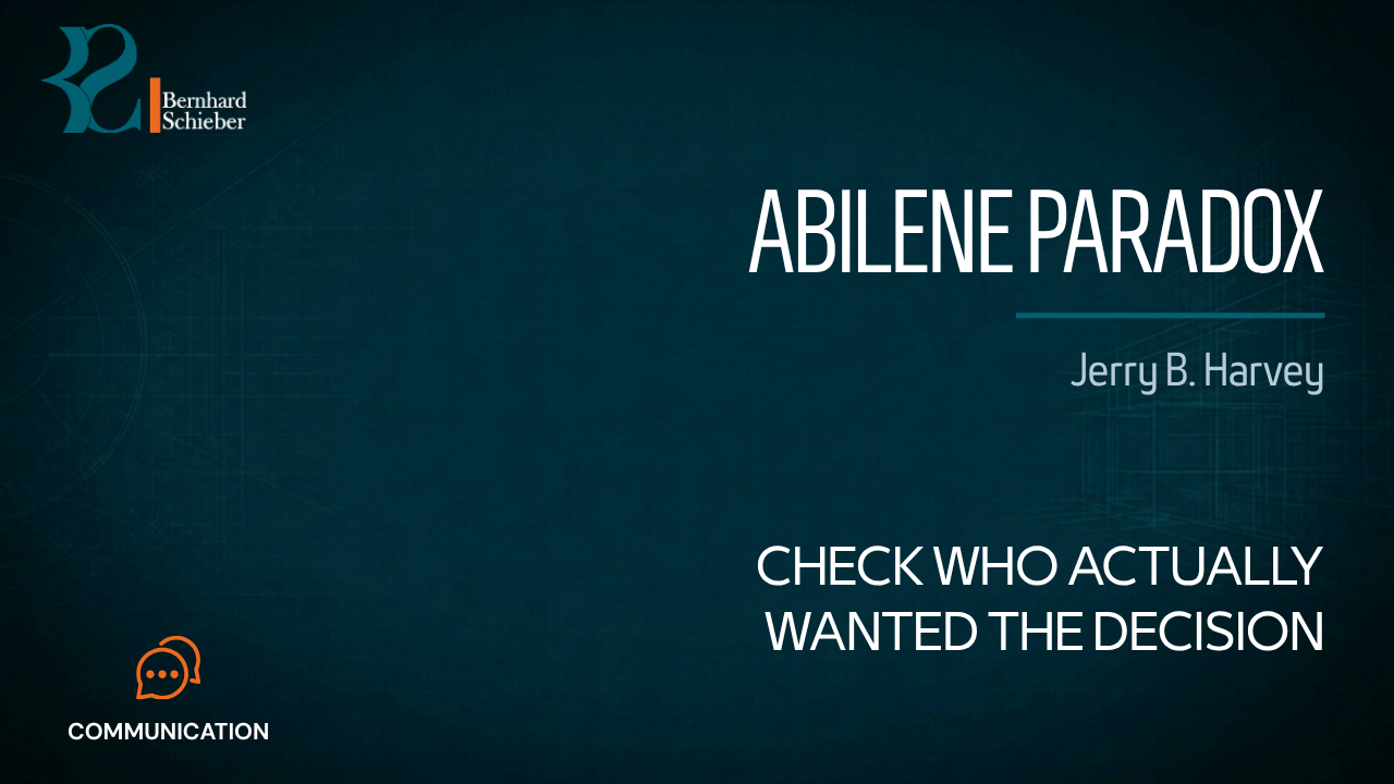 Abilene Paradox — Check who actually wanted the decision. Executive Insight Brief 355 by Bernhard Schieber.