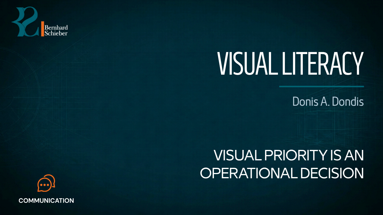 Visual Literacy — Visual priority is an operational decision. Executive Insight Brief 174 by Bernhard Schieber.