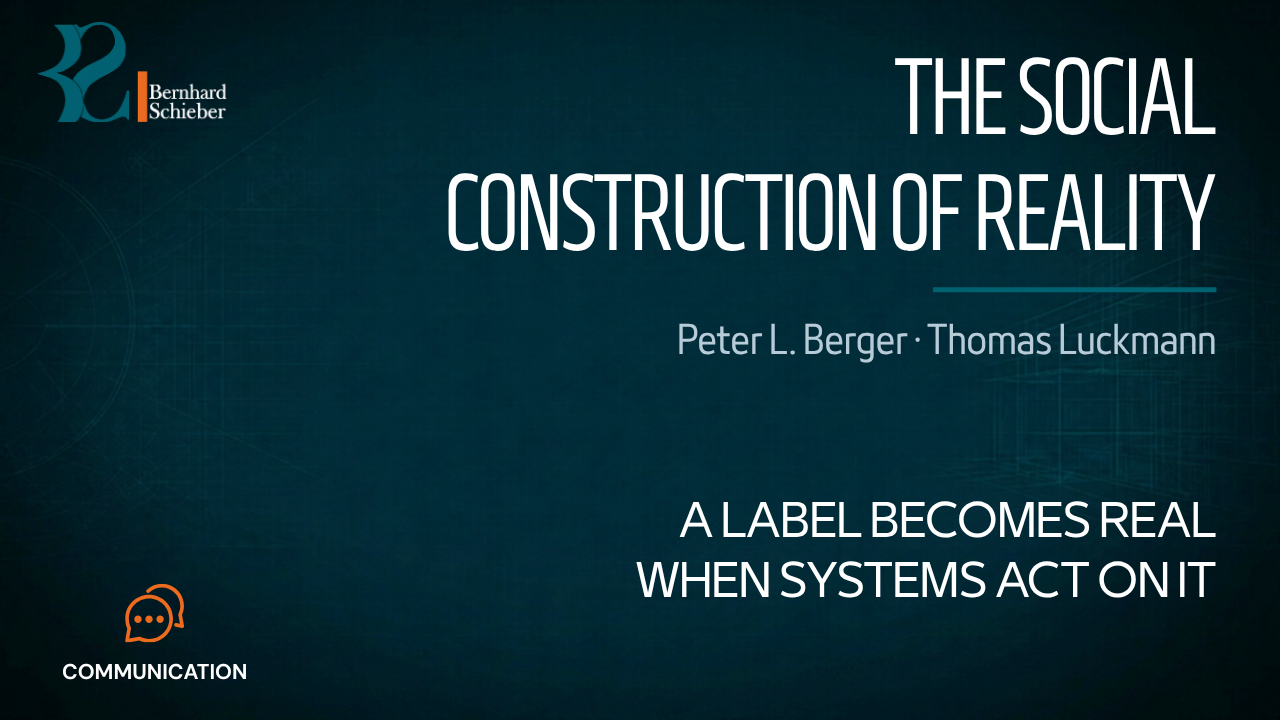 Social Construction — A label becomes real when systems act on it. Executive Insight Brief 240 by Bernhard Schieber.