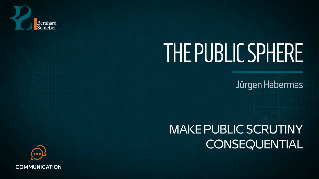The Public Sphere — Make public scrutiny consequential. Executive Insight Brief 216 by Bernhard Schieber.