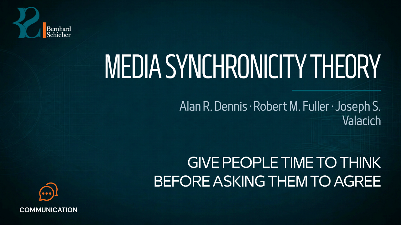 Media Synchronicity — Give people time to think before asking them to agree. Executive Insight Brief 281 by Bernhard Schieber.