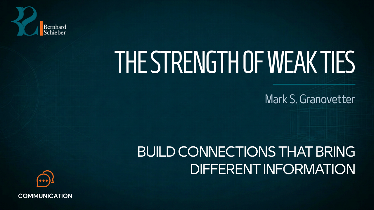 Weak Ties — Build connections that bring different information. Executive Insight Brief 294 by Bernhard Schieber.