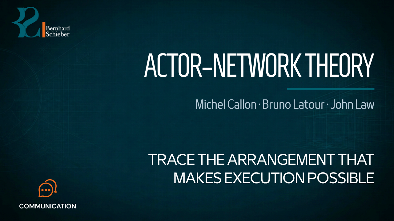 Actor–Network Theory — Trace the arrangement that makes execution possible. Executive Insight Brief 377 by Bernhard Schieber.