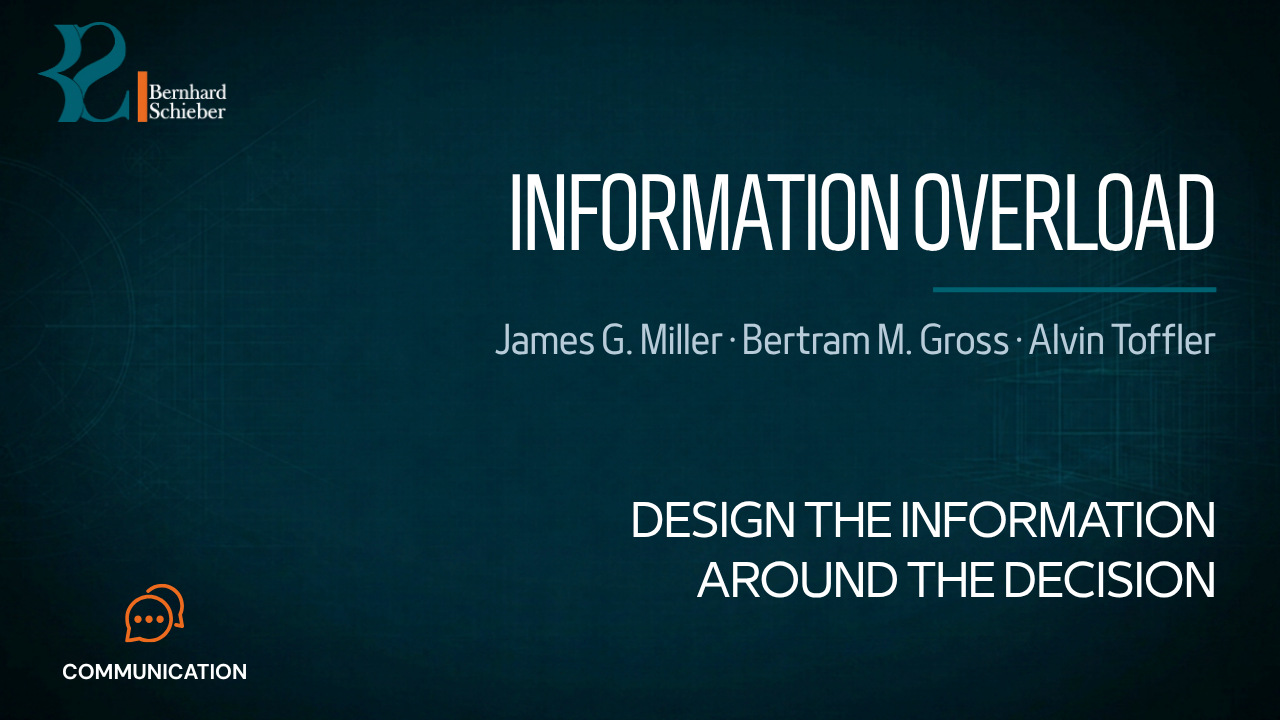 Information Overload — Design the information around the decision. Executive Insight Brief 133 by Bernhard Schieber.