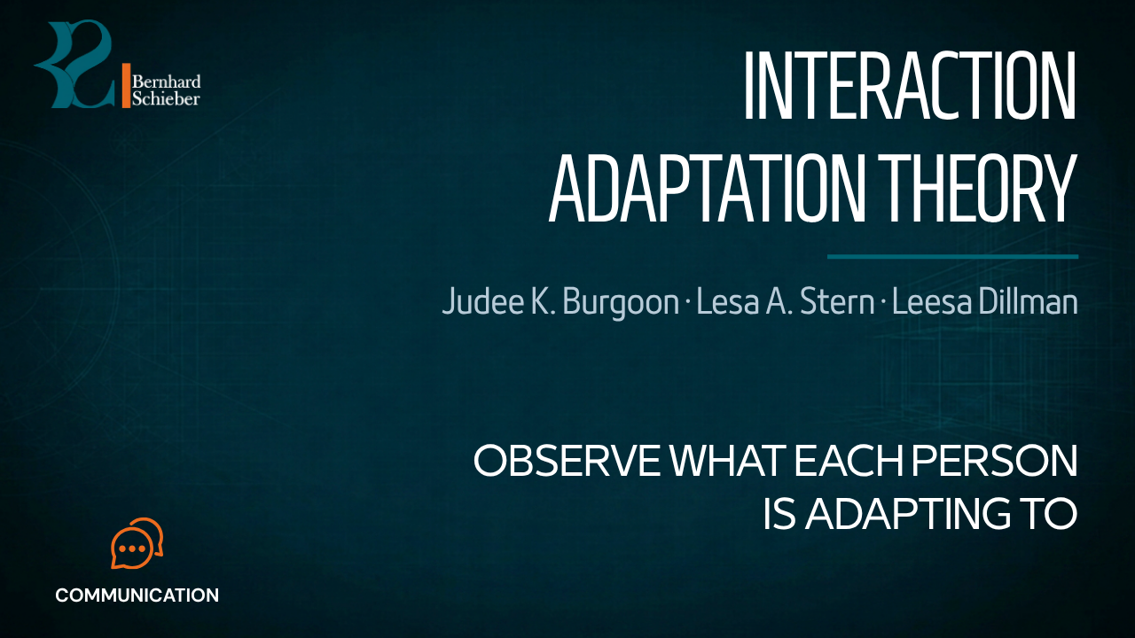 Interaction Adaptation Theory — Observe what each person is adapting to. Executive Insight Brief 089 by Bernhard Schieber.