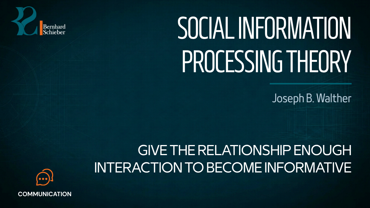 Social Information Processing Theory — Give the relationship enough interaction to become informative. Executive Insight Brief 137 by Bernhard Schieber.