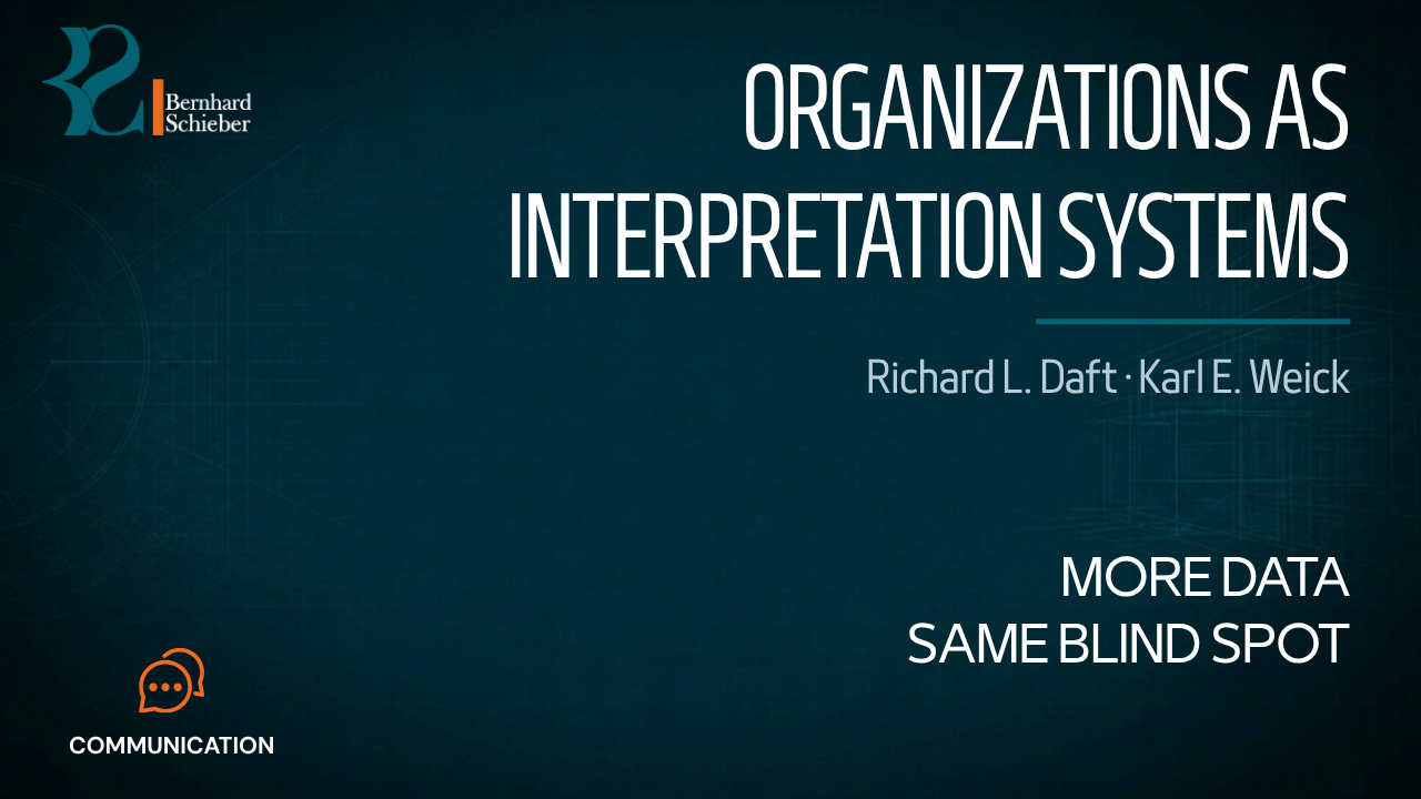 Organizations as Interpretation Systems — More data. The same blind spot.. Executive Insight Brief 181 by Bernhard Schieber.