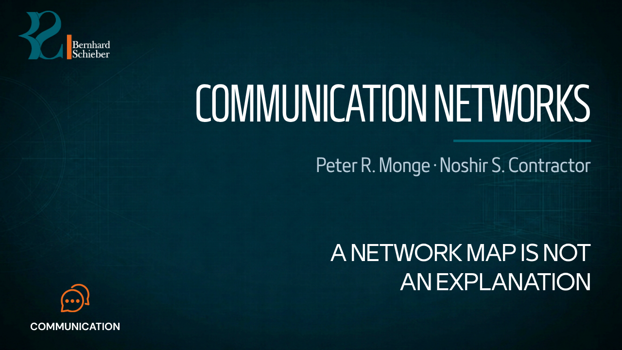 Communication Networks — A network map is not an explanation. Executive Insight Brief 259 by Bernhard Schieber.