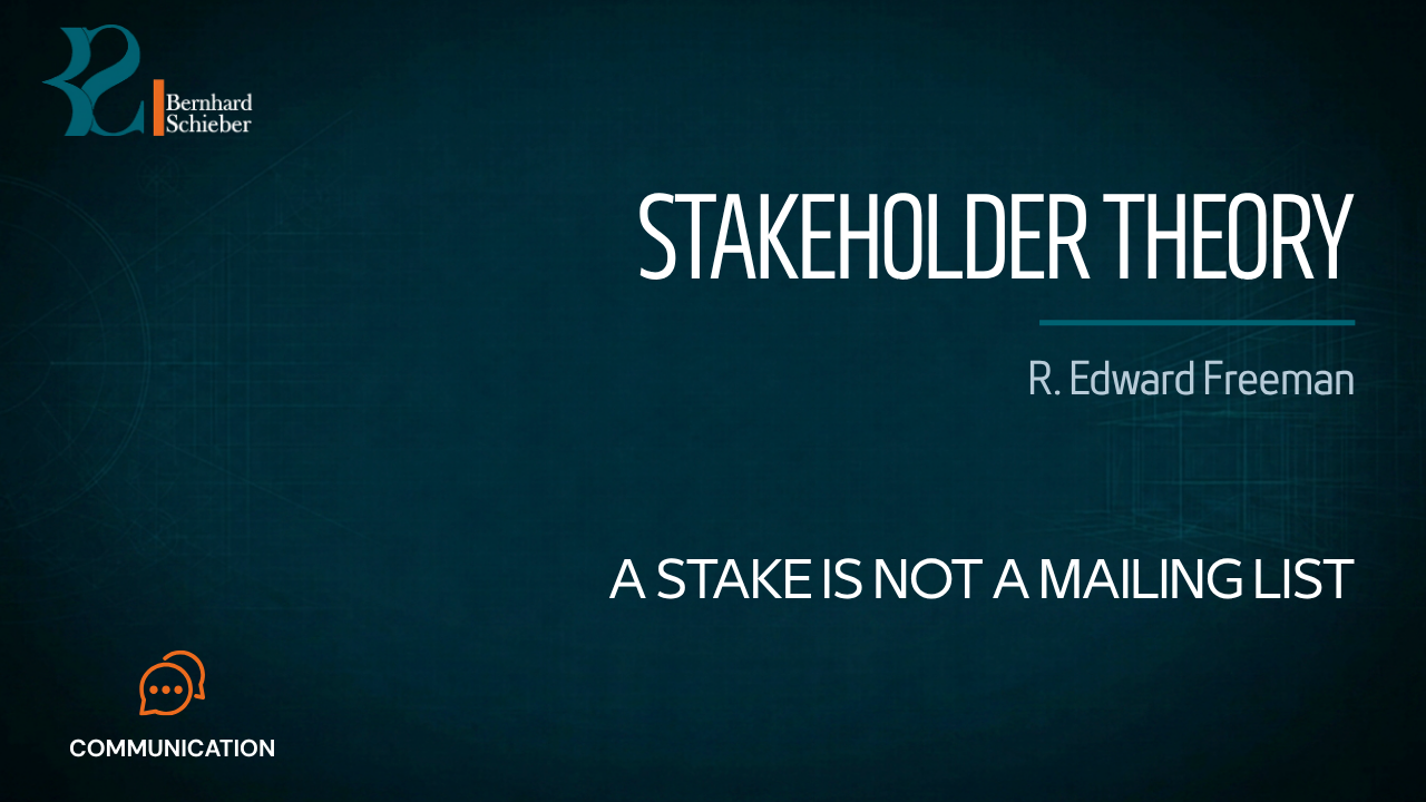 Stakeholder Theory — A stake is not a mailing list. Executive Insight Brief 284 by Bernhard Schieber.