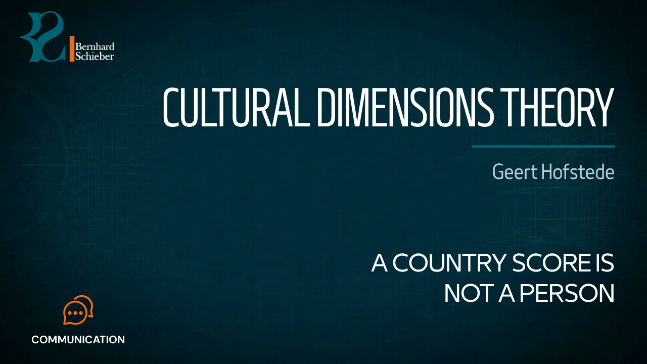 Cultural Dimensions Theory — A country score is not a person. Executive Insight Brief 114 by Bernhard Schieber.