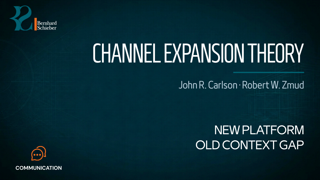 Channel Expansion Theory — New platform. Old context gap. Executive Insight Brief 306 by Bernhard Schieber.