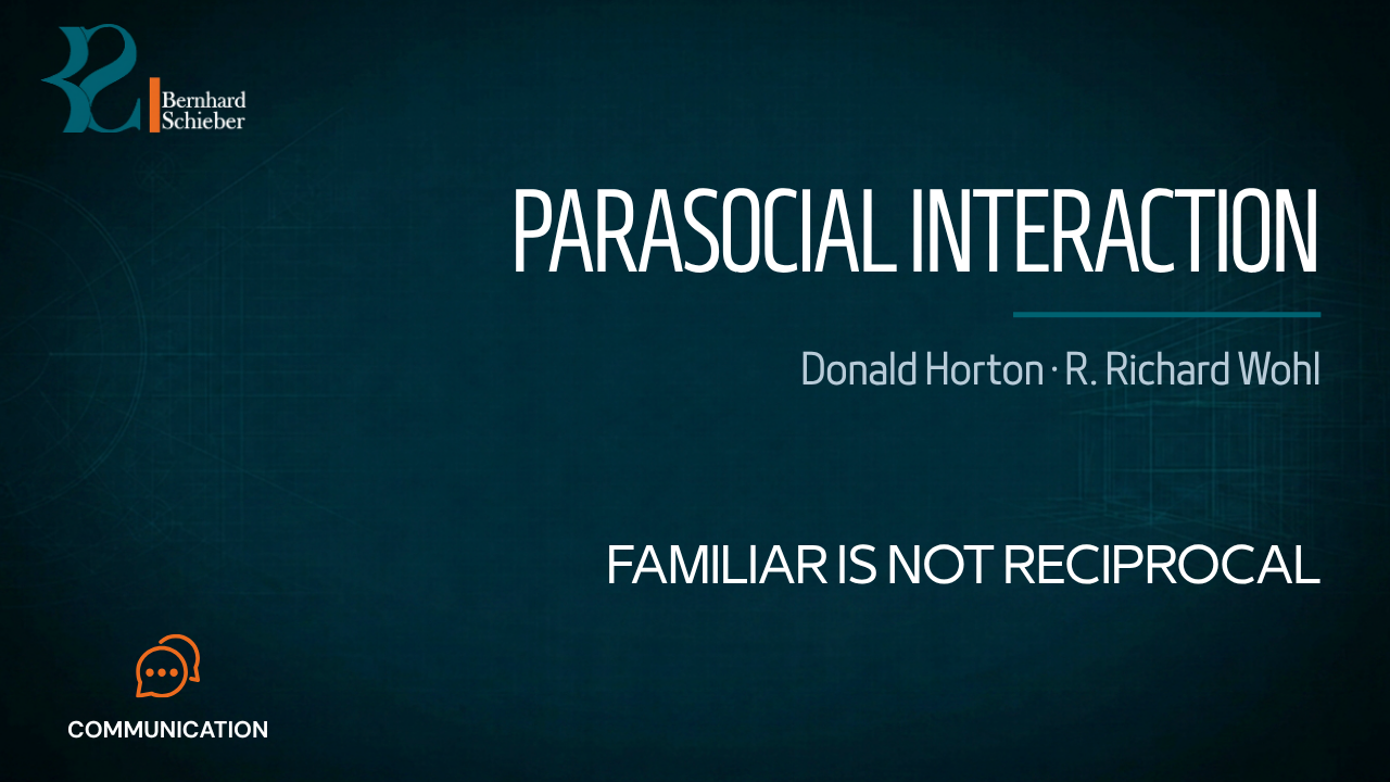 Parasocial Interaction — Familiar is not reciprocal. Executive Insight Brief 198 by Bernhard Schieber.