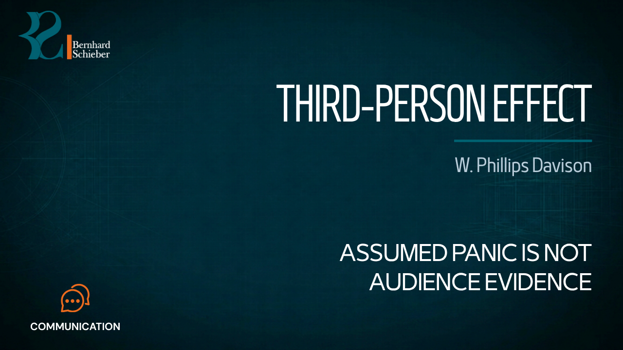 Third-Person Effect — Assumed panic is not audience evidence. Executive Insight Brief 363 by Bernhard Schieber.