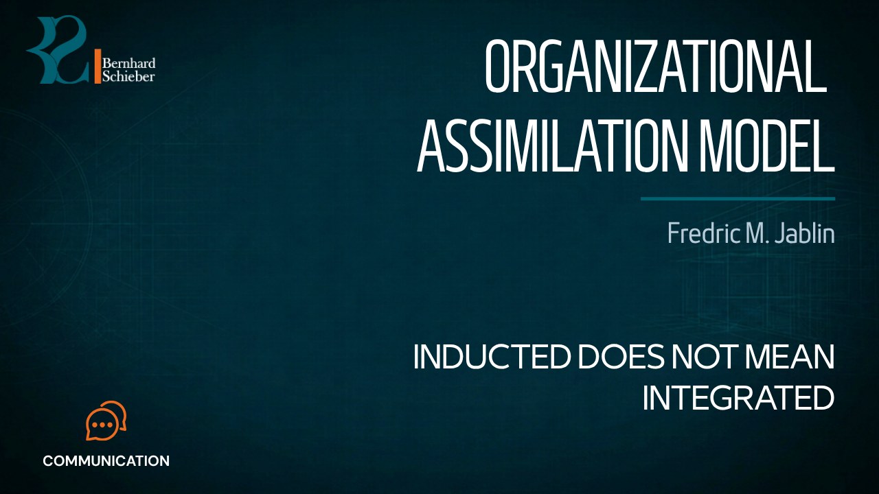 Organizational Assimilation Model — Inducted does not mean integrated. Executive Insight Brief 426 by Bernhard Schieber.