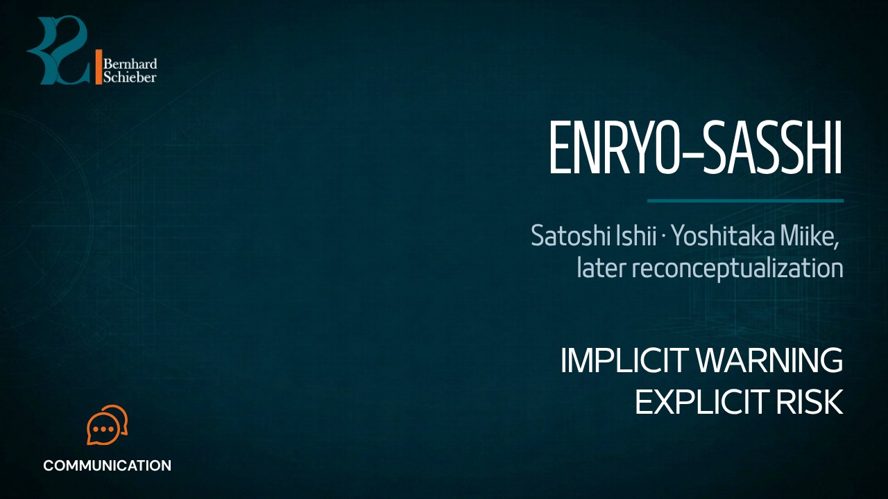 Enryo–Sasshi Communication Model — Implicit warning. Explicit risk.. Executive Insight Brief 503 by Bernhard Schieber.
