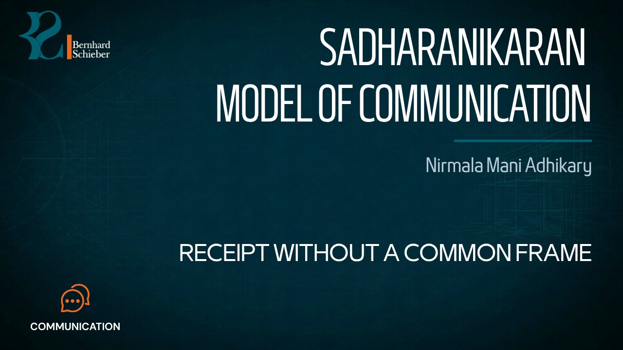 Sadharanikaran Model of Communication (SMC) — Receipt without a common frame. Executive Insight Brief 411 by Bernhard Schieber.