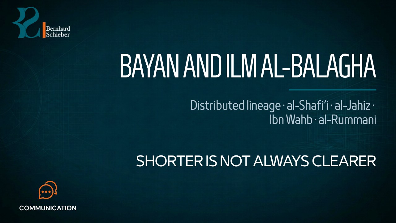 Bayan and Ilm al-Balagha — Classical Arabic Theory of Clear Communication — Shorter is not always clearer. Executive Insight Brief 445 by Bernhard Schieber.