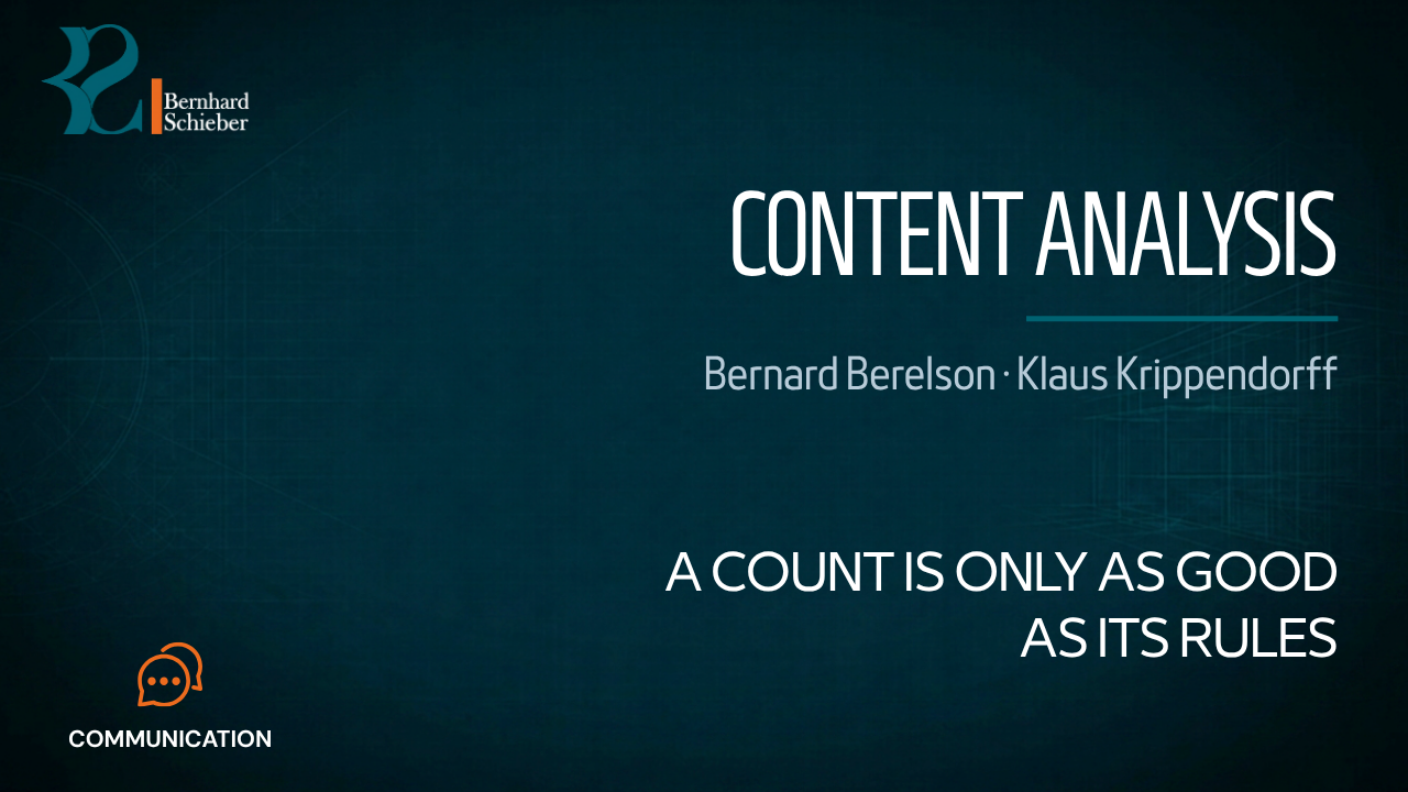 Content Analysis — A count is only as good as its rules. Executive Insight Brief 177 by Bernhard Schieber.