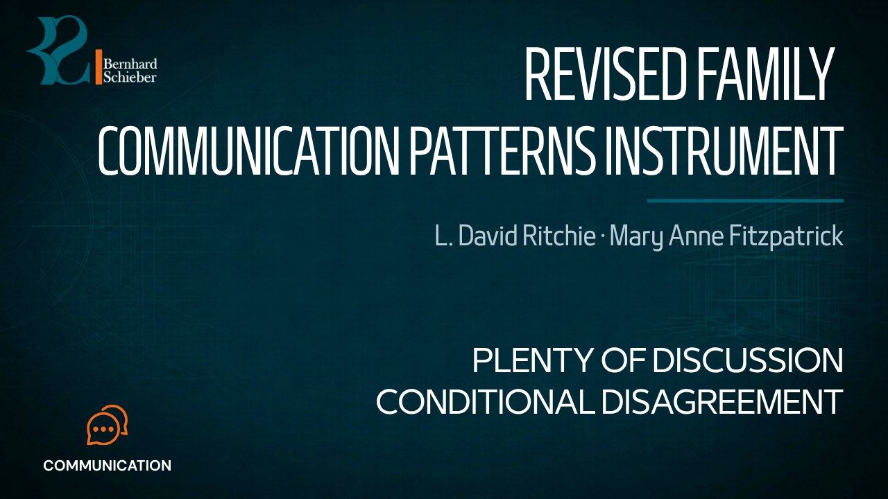 Revised Family Communication Patterns Instrument (RFCP) — Plenty of discussion. Conditional disagreement.. Executive Insight Brief 420 by Bernhard Schieber.