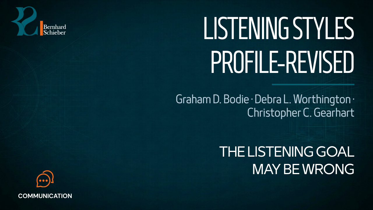 LSP-R — The listening goal may be wrong. Executive Insight Brief 298 by Bernhard Schieber.
