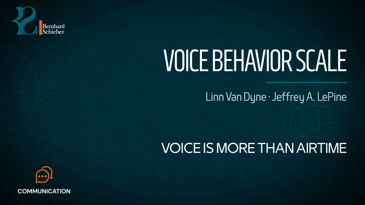 Voice Behavior Scale — Voice is more than airtime. Executive Insight Brief 126 by Bernhard Schieber.