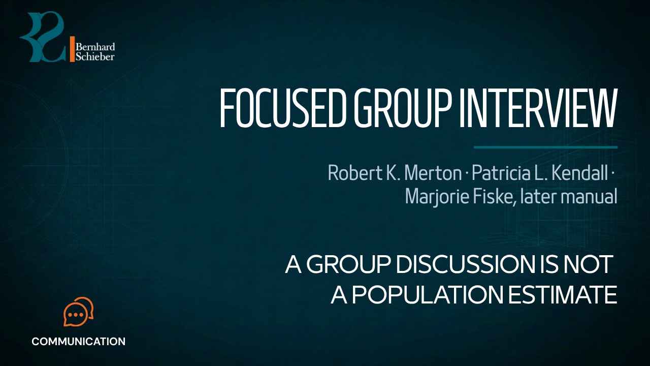 Focused Group Interview — A group discussion is not a population estimate. Executive Insight Brief 446 by Bernhard Schieber.