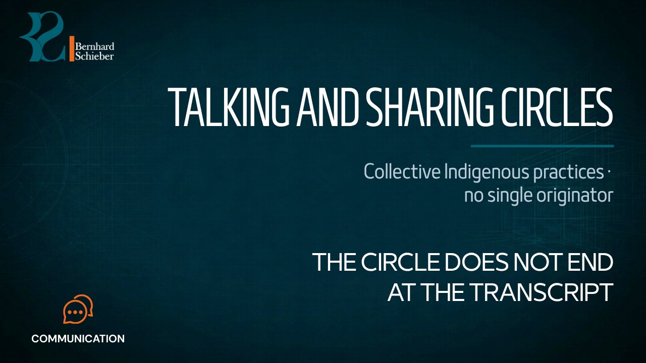 Talking Circles / Sharing Circles (Wiisokotaatiwin) — The circle does not end at the transcript. Executive Insight Brief 499 by Bernhard Schieber.