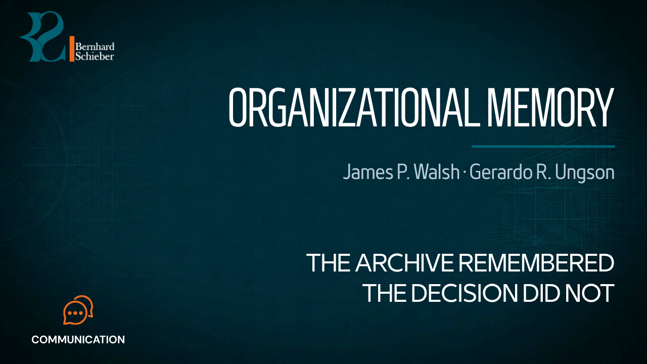 Organizational Memory — The archive remembered. The decision did not. Executive Insight Brief 276 by Bernhard Schieber.