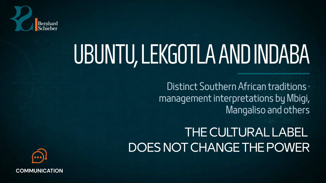 Ubuntu, Lekgotla, and Indaba — The cultural label does not change the power. Executive Insight Brief 282 by Bernhard Schieber.
