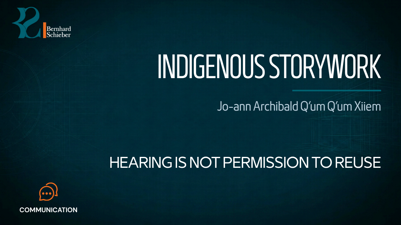 Indigenous Storywork — Hearing is not permission to reuse. Executive Insight Brief 352 by Bernhard Schieber.