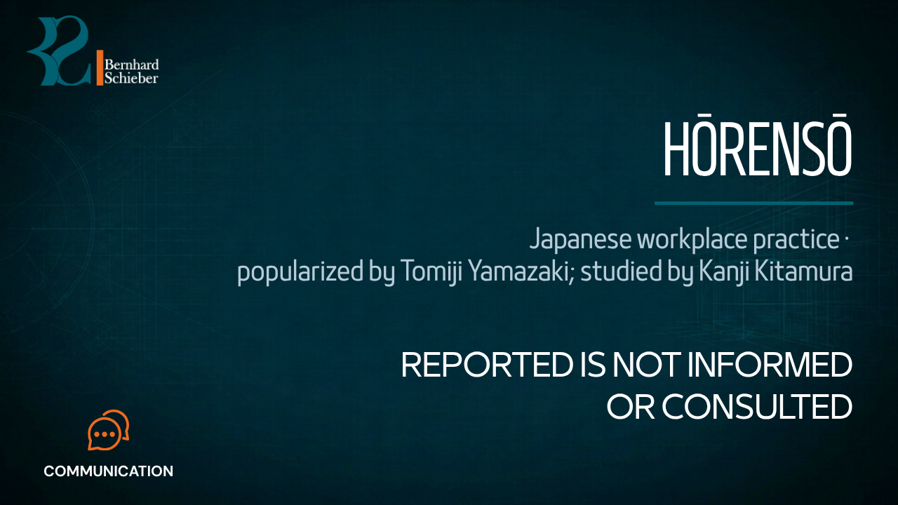 Hōrensō — Reported is not informed or consulted. Executive Insight Brief 200 by Bernhard Schieber.