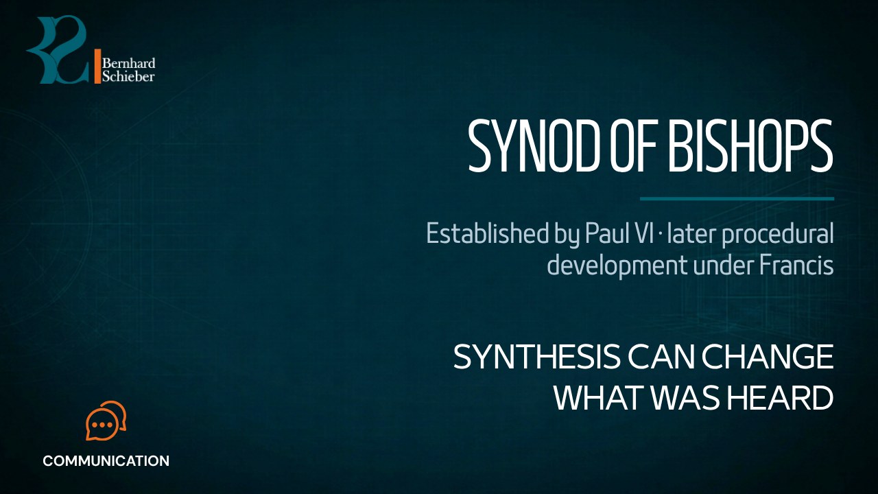 Synod of Bishops — Synthesis can change what was heard. Executive Insight Brief 423 by Bernhard Schieber.