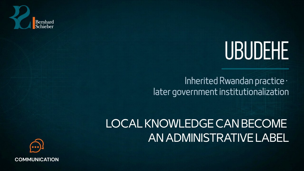 Ubudehe — Communal Self-Organization — Local knowledge can become an administrative label. Executive Insight Brief 467 by Bernhard Schieber.