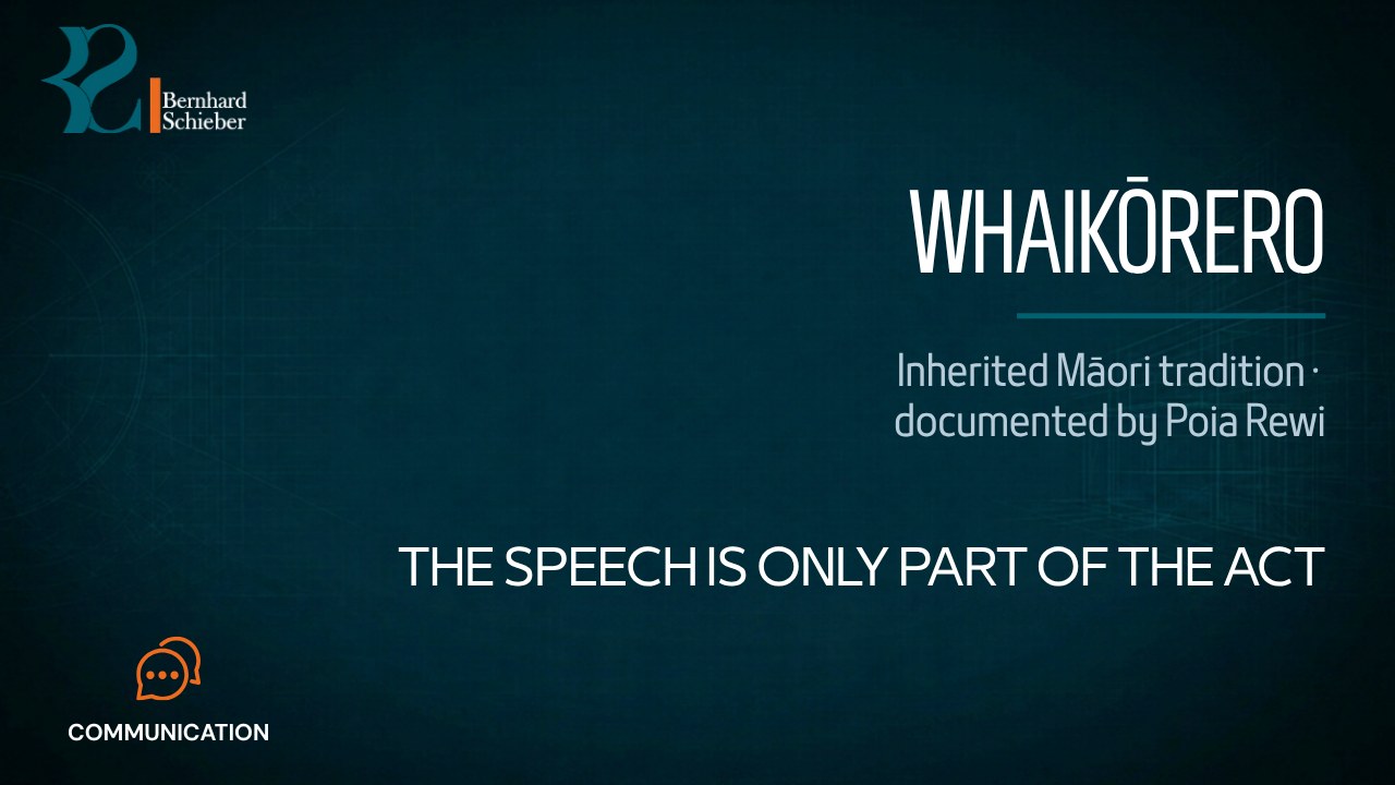 Whaikōrero — Marae Oratory — The speech is only part of the act. Executive Insight Brief 497 by Bernhard Schieber.