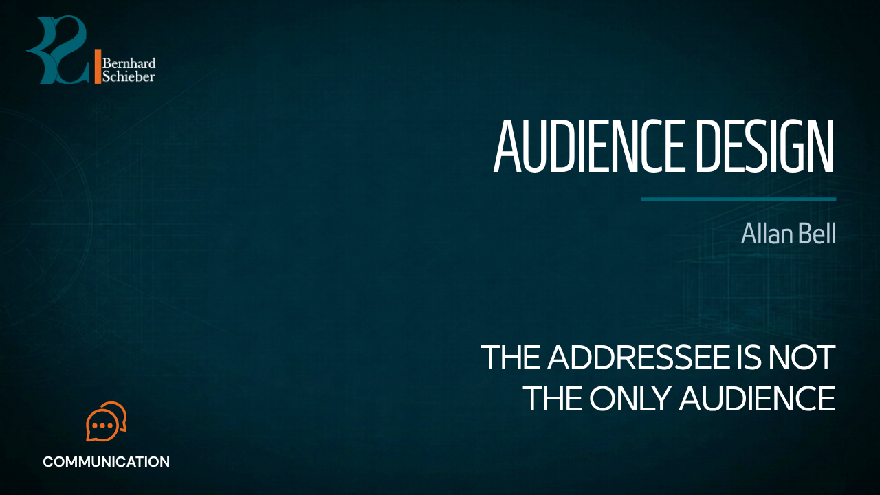 Audience Design — The addressee is not the only audience. Executive Insight Brief 309 by Bernhard Schieber.