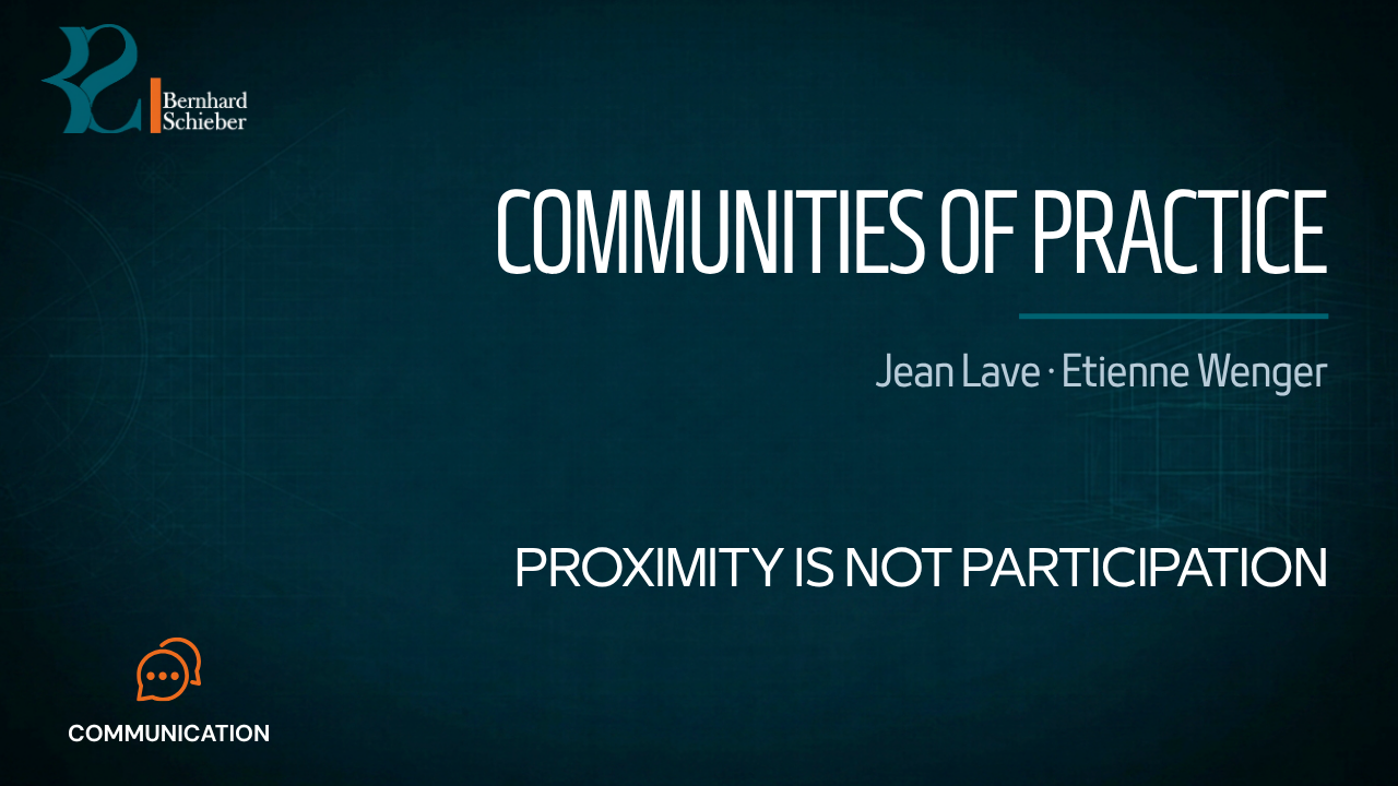 Communities of Practice — Proximity is not participation. Executive Insight Brief 316 by Bernhard Schieber.