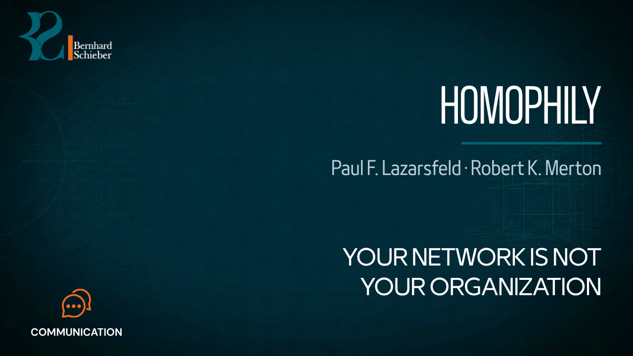 Homophily — Your network is not your organization. Executive Insight Brief 167 by Bernhard Schieber.