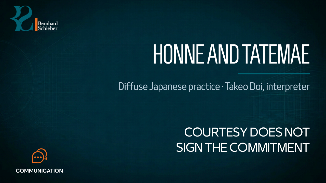 Honne and Tatemae — Courtesy does not sign the commitment. Executive Insight Brief 201 by Bernhard Schieber.