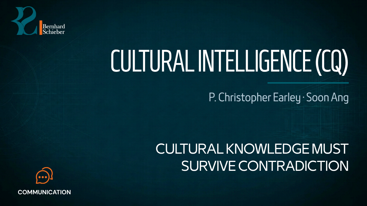 Cultural Intelligence (CQ) — Cultural knowledge must survive contradiction. Executive Insight Brief 177 by Bernhard Schieber.