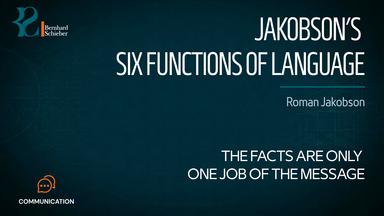 Jakobson's Six Functions of Language — The facts are only one job of the message. Executive Insight Brief 257 by Bernhard Schieber.